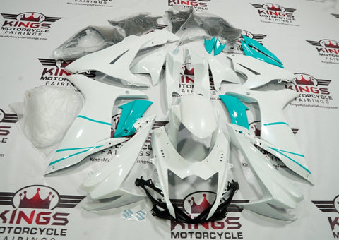 Suzuki GSXR750 Fairings (2025-2026) Pearl White, Mint Green at KingsMotorcycleFairings.com