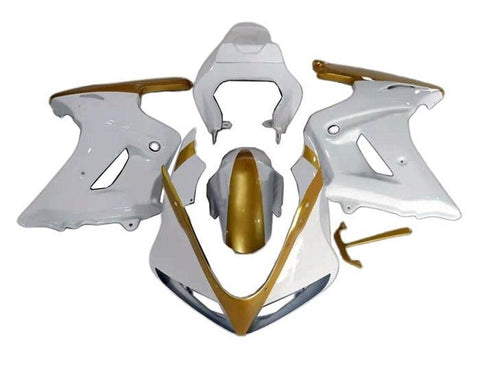 Suzuki SV650 Fairings (2003-2013) White, Gold at KingsMotorcycleFairings.com