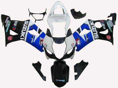 Suzuki GSXR1000 Fairings (2003-2004) White, Black, Blue Elf at KingsMotorcycleFairings.com