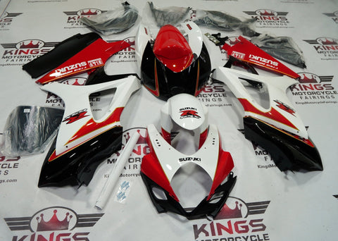 Suzuki GSXR1000 Fairings (2007-2008) White, Red, Black, Gold Stripe at KingsMotorcycleFairings.com