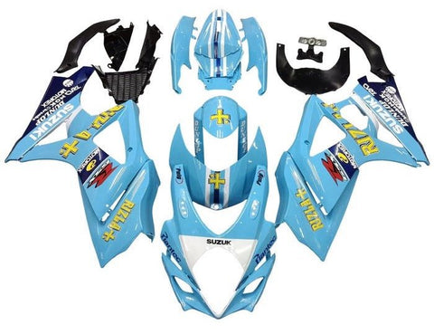 Suzuki GSXR 1000 Fairing Kit (2007-2008) Light Blue, Yellow Rizla at KingsMotorcycleFairings.com