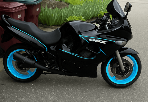Suzuki Katana GSX750F (1998-2006) Black, Blue Stripe by KingsMotorcycleFairings.com