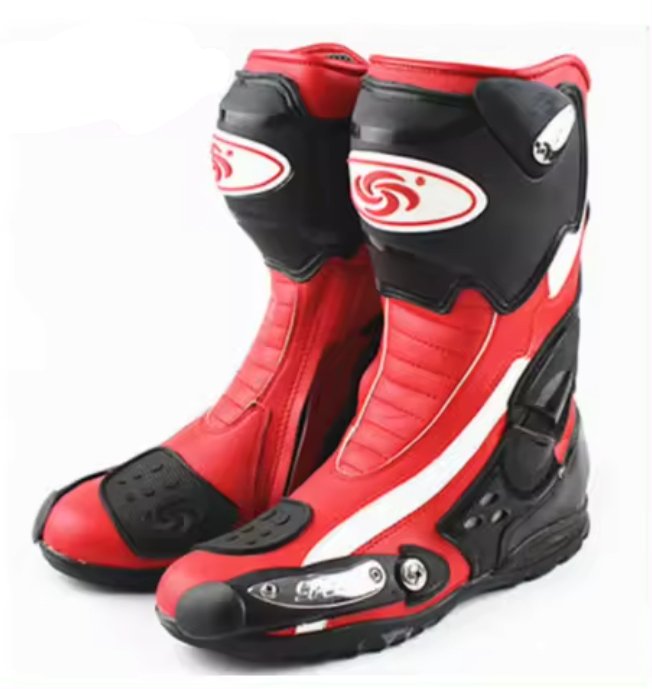 Motorcycle Boots | Red, Black, White Leather Speed – Kings