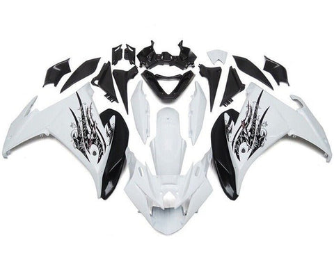 Yamaha FZ6R Fairings (2009-2015) White, Black Tribal at KingsMotorcycleFairings.com