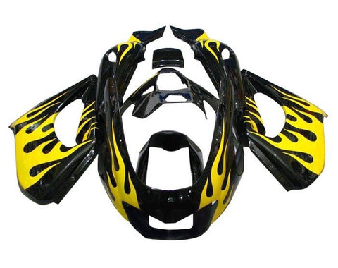 Yamaha YZF1000R Thunderace Fairings (1996-2007) Black, Yellow Flames at KingsMotorcycleFairings.com