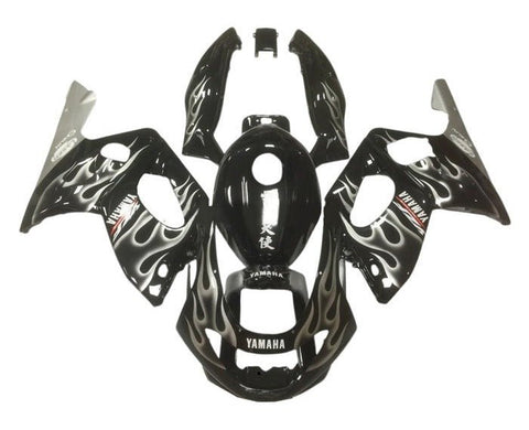 Yamaha YZF600R Thundercat (1998-2007) Black, White, Gray Flames at KingsMotorcycleFairings.com