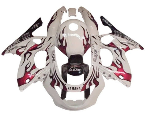 Yamaha YZF600R Thundercat (1998-2007) White, Dark Red Flames at KingsMotorcycleFairings.com