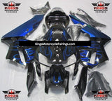 Black and Blue Flame Fairing Kit for a 2005 and 2006 Honda CBR600RR motorcycle