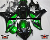 Black, Green & Silver Fairing Kit for a 2008, 2009, 2010 & 2011 Honda CBR1000RR motorcycle
