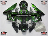 Black and Green Flames Fairing Kit for a 2003 and 2004 Honda CBR600RR motorcycle