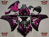 Black and Pink Flame Fairing Kit for a 2008, 2009, 2010 & 2011 Honda CBR1000RR motorcycle