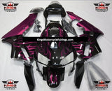 Black and Pink Flames Fairing Kit for a 2003 and 2004 Honda CBR600RR motorcycle