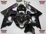 Black and Purple Flame Fairing Kit for a 2004 & 2005 Suzuki GSX-R750 motorcycle