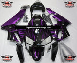 Black and Purple Flames Fairing Kit for a 2003 and 2004 Honda CBR600RR motorcycle