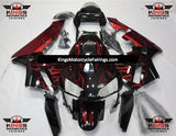 Black and Red Flames Fairing Kit for a 2003 and 2004 Honda CBR600RR motorcycle