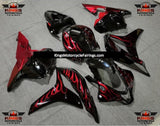 Black and Red Flame Fairing Kit for a 2009, 2010, 2011 & 2012 Honda CBR600RR motorcycle