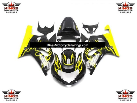 Suzuki GSXR600 (2000-2003) Black & Yellow Flame Fairings