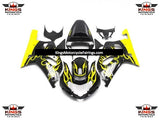 Black and Yellow Flame Fairing Kit for a 2000, 2001, 2002 & 2003 Suzuki GSX-R750 motorcycle