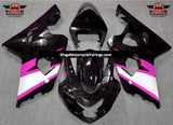 Black, Pink and Silver Fairing Kit for a 2004 & 2005 Suzuki GSX-R600 motorcycle