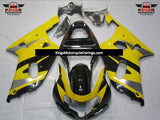Black, Silver and Yellow Fairing Kit for a 2000, 2001, 2002 & 2003 Suzuki GSX-R750 motorcycle