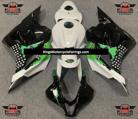 Honda CBR600RR (2009-2012) Black, White & Green Splatter Fairings