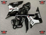 Black, White and Red West Fairing Kit for a 2007 and 2008 Honda CBR600RR motorcycle