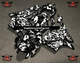Black, Silver and White Camouflage Fairing Kit for a 2005 and 2006 Honda CBR600RR motorcycle