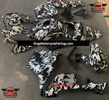 Black, White, Silver and Red Camouflage Fairing Kit for a 2005 and 2006 Honda CBR600RR motorcycle