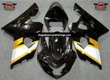Black, Yellow and Silver Fairing Kit for a 2004 & 2005 Suzuki GSX-R600 motorcycle
