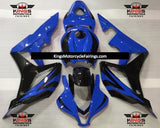 Black and Blue Fairing Kit for a 2007 and 2008 Honda CBR600RR motorcycle.