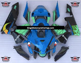 Blue, Black and Green Shark Fairing Kit for a 2005 and 2006 Honda CBR600RR motorcycle