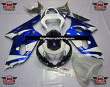 Blue, White and Dark Blue Fairing Kit for a 2000, 2001, 2002 & 2003 Suzuki GSX-R600 motorcycle