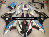 White, Light Blue, Black and Blue HP Fairing Kit for a 2009, 2010, 2011, 2012, 2013 and 2014 BMW S1000RR motorcycle