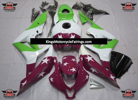 Honda CBR600RR (2007-2008) Burgundy Red, White, Green, Stars & Stripes Fairings