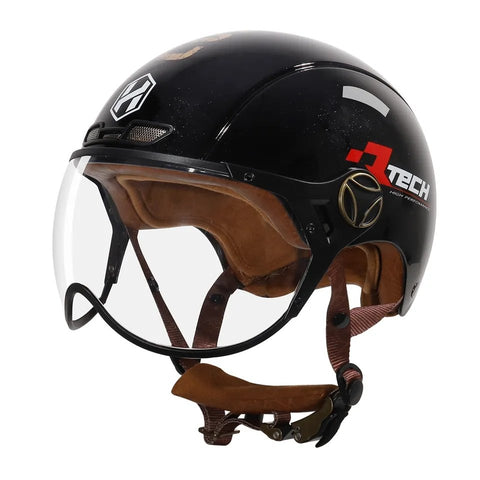 Black Half Face Retro Space Motorcycle Helmet is brought to you by KingsMotorcycleFairings.com