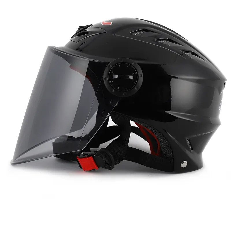 fuze motorcycle helmet Black Half Face Motorcycle Helmet with Large Black Visor