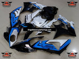 Black, Blue and White Alpha Fairing Kit for a 2017 and 2018 BMW S1000RR motorcycle