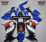 Fairing kit for a Kawasaki Ninja ZX10R (2008-2010) Black, Blue, White & Red Shark Teeth