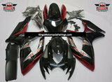 Black, Candy Red and Silver Fairing Kit for a 2006 & 2007 Suzuki GSX-R750 motorcycle