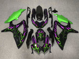 Black, Green and Purple Flame Fairing Kit for a 2008, 2009, & 2010 Suzuki GSX-R600 motorcycle