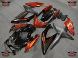 Black, Orange and Gray Fairing Kit for a 2008, 2009, & 2010 Suzuki GSX-R600 motorcycle