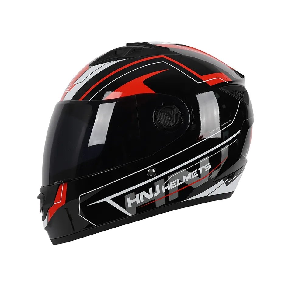 black motorcycle helmet with red face shield Motorcycle Helmet Black & Red with Black Visor