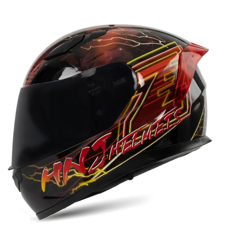 black lightning motorcycle helmet Motorcycle Helmet Black & Red Lightning with Black Visor