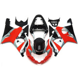Black, Red and Silver Fairing Kit for a 2000, 2001 & 2002 Suzuki GSX-R1000 motorcycle