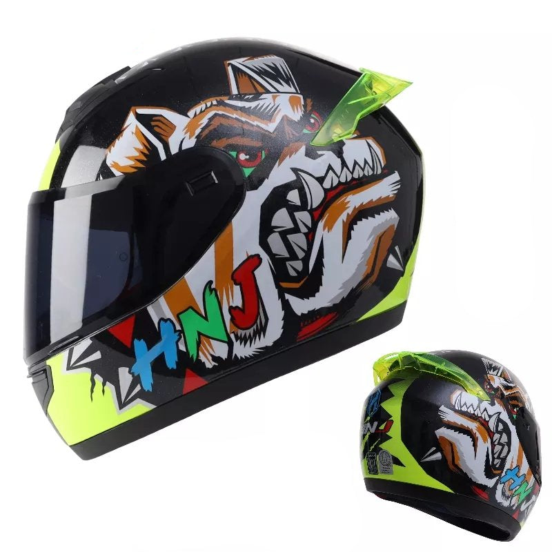 black motorcycle helmet with yellow stripe Black, Dog HNJ Visor Nike Sportswear Futura Womens f19 Biltwells own bubble shield Model:BTR6000OC
