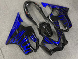 Black and Blue Flames Fairing Kit for a 2004, 2005, 2006, 2007 Honda CBR600F4i motorcycle