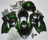Black and Green Fairing Kit for a 1999, 2000, 2001, 2002, 2003, 2004, 2005, 2006, & 2007 Suzuki GSX-R1300 Hayabusa motorcycle