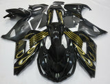 Black and Gold Flame Fairing Kit for a 2006, 2007, 2008, 2009, 2010 & 2011 Kawasaki Ninja ZX-14R motorcycle