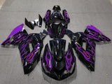 Black and Purple Flame Fairing Kit for a 2006, 2007, 2008, 2009, 2010 & 2011 Kawasaki Ninja ZX-14R motorcycle