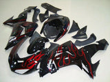 Black and Red Flame Fairing Kit for a 2006 & 2007 Kawasaki ZX-10R motorcycle